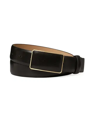 Tory Burch Women's Goldtone Plate Leather Belt - Black Gold | Thumbnail 1 Tory Burch Women's Goldtone Plate Leather Belt - Black Gold | Thumbnail 1