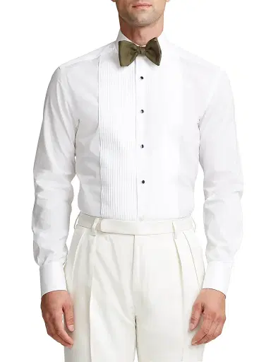 Ralph Lauren Purple Label Men's Dexter Cotton Pleated Long-Sleeve Shirt - White - Size 16.5 | Thumbnail 3 Ralph Lauren Purple Label Men's Dexter Cotton Pleated Long-Sleeve Shirt - White - Size 16.5 | Thumbnail 3