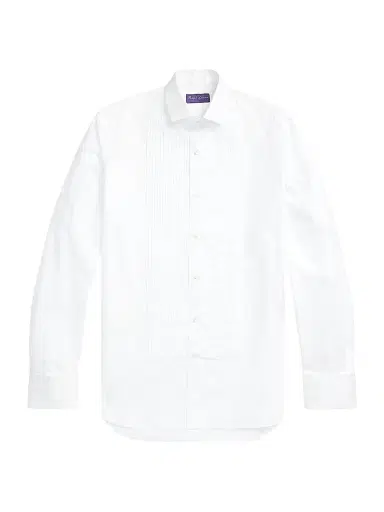 Ralph Lauren Purple Label Men's Dexter Cotton Pleated Long-Sleeve Shirt - White - Size 16.5 | Thumbnail 1 Ralph Lauren Purple Label Men's Dexter Cotton Pleated Long-Sleeve Shirt - White - Size 16.5 | Thumbnail 1