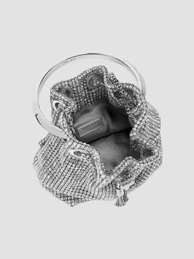 Jimmy Choo Women's Micro Bon Bon Crystal Mesh Top Handle Bag - Silver | Thumbnail 3 Jimmy Choo Women's Micro Bon Bon Crystal Mesh Top Handle Bag - Silver | Thumbnail 3