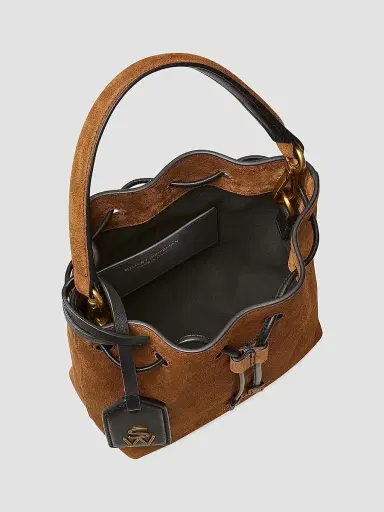 Stuart Weitzman Women's Mini Rae Suede Bucket Bag - Coffee Black | Thumbnail 2 Stuart Weitzman Women's Mini Rae Suede Bucket Bag - Coffee Black | Thumbnail 2