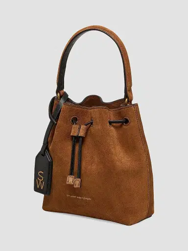 Stuart Weitzman Women's Mini Rae Suede Bucket Bag - Coffee Black | Thumbnail 3 Stuart Weitzman Women's Mini Rae Suede Bucket Bag - Coffee Black | Thumbnail 3