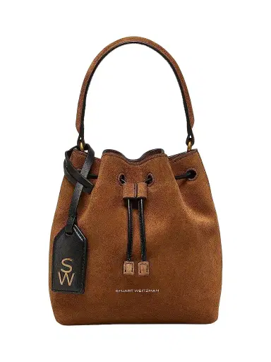 Stuart Weitzman Women's Mini Rae Suede Bucket Bag - Coffee Black | Thumbnail 1 Stuart Weitzman Women's Mini Rae Suede Bucket Bag - Coffee Black | Thumbnail 1