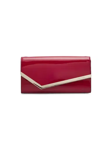 Jimmy Choo Women's Emmie Patent Leather Clutch - Ruby Red Light Gold | Thumbnail 1 Jimmy Choo Women's Emmie Patent Leather Clutch - Ruby Red Light Gold | Thumbnail 1