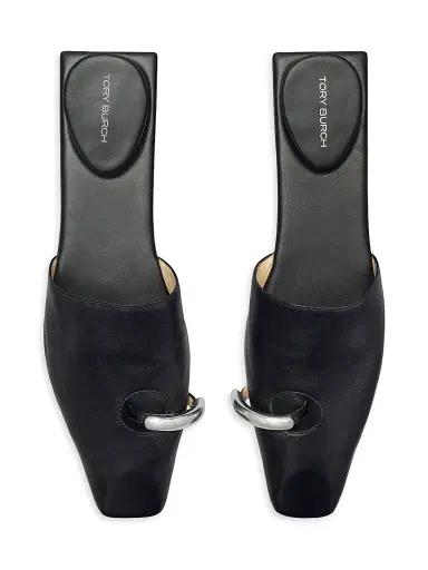 Tory Burch Women's Pierced Leather Mules - Perfectblack - Size 9 | Thumbnail 3 Tory Burch Women's Pierced Leather Mules - Perfectblack - Size 9 | Thumbnail 3
