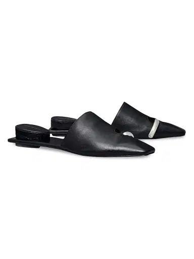 Tory Burch Women's Pierced Leather Mules - Perfectblack - Size 9 | Thumbnail 1 Tory Burch Women's Pierced Leather Mules - Perfectblack - Size 9 | Thumbnail 1