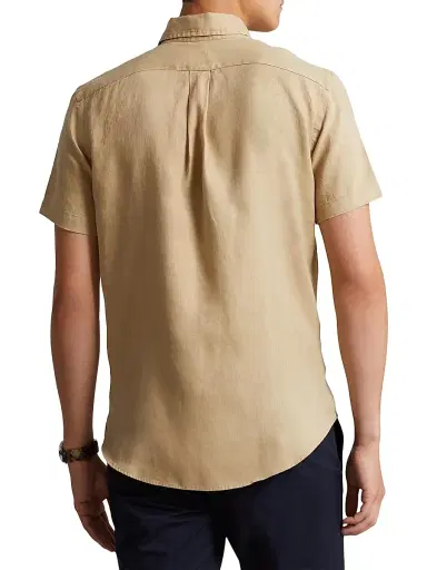 Polo Ralph Lauren Men's Classic-Fit Short-Sleeve Linen Shirt - Vintage Khaki | Thumbnail 4 Polo Ralph Lauren Men's Classic-Fit Short-Sleeve Linen Shirt - Vintage Khaki | Thumbnail 4