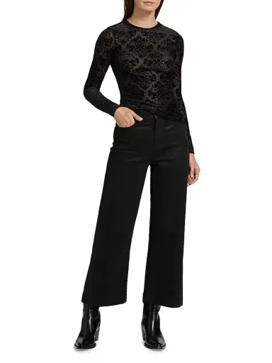 PAIGE Women's Anessa Coated High-Rise Wide-Leg Ankle Jeans - Black Fog Luxe Coating | Thumbnail 2 PAIGE Women's Anessa Coated High-Rise Wide-Leg Ankle Jeans - Black Fog Luxe Coating | Thumbnail 2
