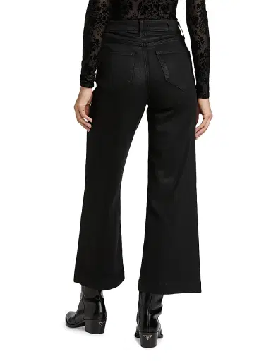 PAIGE Women's Anessa Coated High-Rise Wide-Leg Ankle Jeans - Black Fog Luxe Coating | Thumbnail 5 PAIGE Women's Anessa Coated High-Rise Wide-Leg Ankle Jeans - Black Fog Luxe Coating | Thumbnail 5