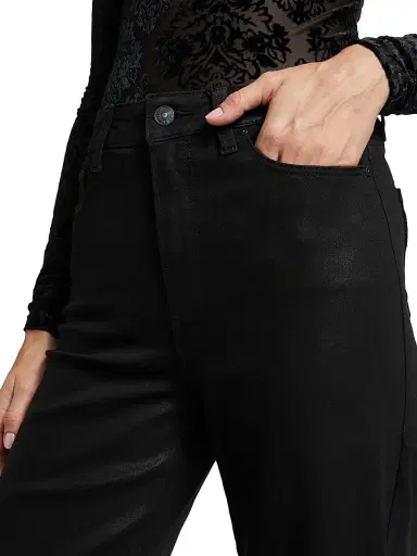 PAIGE Women's Anessa Coated High-Rise Wide-Leg Ankle Jeans - Black Fog Luxe Coating | Thumbnail 6 PAIGE Women's Anessa Coated High-Rise Wide-Leg Ankle Jeans - Black Fog Luxe Coating | Thumbnail 6