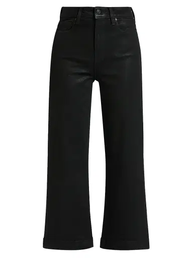 PAIGE Women's Anessa Coated High-Rise Wide-Leg Ankle Jeans - Black Fog Luxe Coating | Thumbnail 1 PAIGE Women's Anessa Coated High-Rise Wide-Leg Ankle Jeans - Black Fog Luxe Coating | Thumbnail 1