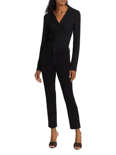 PAIGE Women's Cindy High-Rise Ankle Straight Jeans - Black Shadow - Size 24 | Thumbnail 2 PAIGE Women's Cindy High-Rise Ankle Straight Jeans - Black Shadow - Size 24 | Thumbnail 2