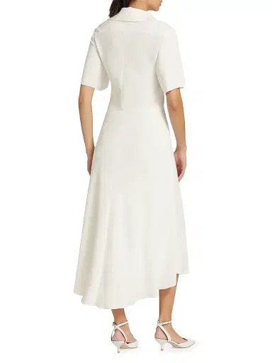 Vince Women's Crepe Zip-Front Polo Midi-Dress - Off White | Thumbnail 5 Vince Women's Crepe Zip-Front Polo Midi-Dress - Off White | Thumbnail 5