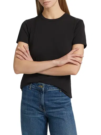Nili Lotan Women's Mariela Cotton Crewneck T-Shirt - Jet Black - Size XL | Thumbnail 3 Nili Lotan Women's Mariela Cotton Crewneck T-Shirt - Jet Black - Size XL | Thumbnail 3