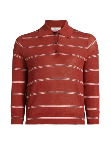 Vince Women's Striped Pique Cotton Polo Tee | Thumbnail 1 Vince Women's Striped Pique Cotton Polo Tee | Thumbnail 1