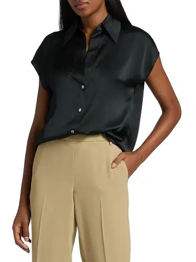 Vince Women's Cap-Sleeve Silk Blouse | Thumbnail 3 Vince Women's Cap-Sleeve Silk Blouse | Thumbnail 3