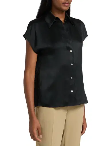 Vince Women's Cap-Sleeve Silk Blouse | Thumbnail 4 Vince Women's Cap-Sleeve Silk Blouse | Thumbnail 4