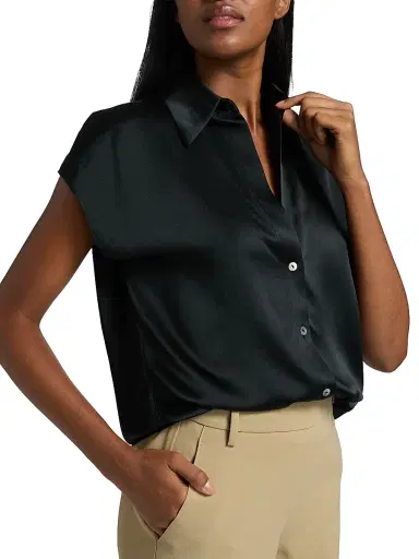 Vince Women's Cap-Sleeve Silk Blouse | Thumbnail 6 Vince Women's Cap-Sleeve Silk Blouse | Thumbnail 6