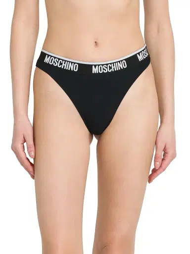 MOSCHINO Women's Log Banded Thong - Black | Thumbnail 3 MOSCHINO Women's Log Banded Thong - Black | Thumbnail 3