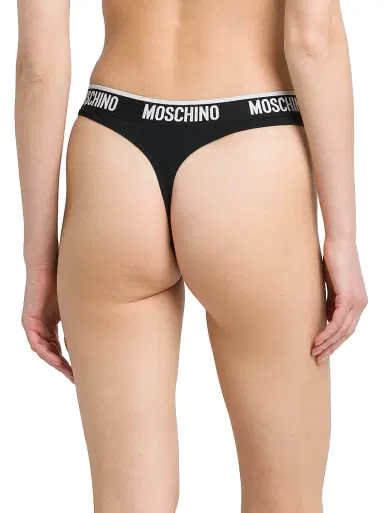 MOSCHINO Women's Log Banded Thong - Black | Thumbnail 4 MOSCHINO Women's Log Banded Thong - Black | Thumbnail 4