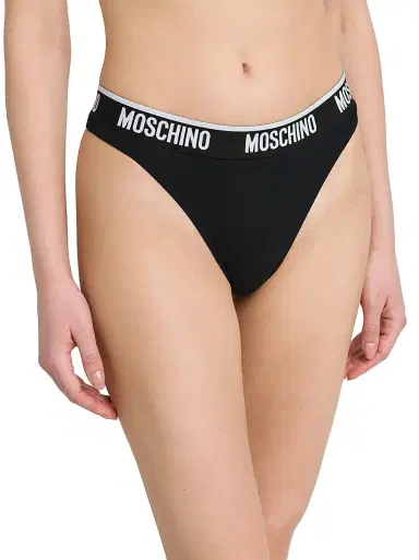 MOSCHINO Women's Log Banded Thong - Black | Thumbnail 5 MOSCHINO Women's Log Banded Thong - Black | Thumbnail 5