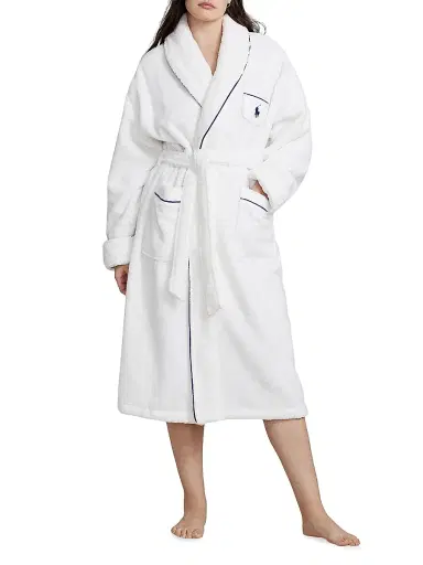 Polo Ralph Lauren Women's Essentials Cotton Robe - White Cloud | Thumbnail 3 Polo Ralph Lauren Women's Essentials Cotton Robe - White Cloud | Thumbnail 3