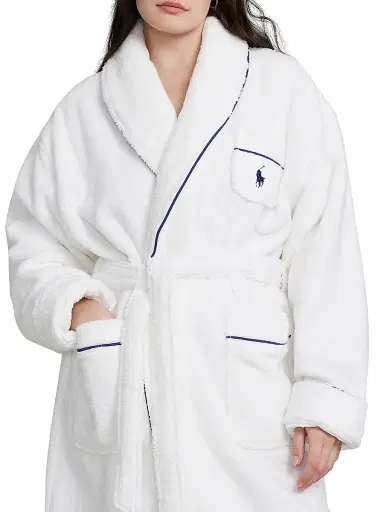 Polo Ralph Lauren Women's Essentials Cotton Robe - White Cloud | Thumbnail 5 Polo Ralph Lauren Women's Essentials Cotton Robe - White Cloud | Thumbnail 5