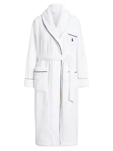 Polo Ralph Lauren Women's Essentials Cotton Robe - White Cloud | Thumbnail 1 Polo Ralph Lauren Women's Essentials Cotton Robe - White Cloud | Thumbnail 1