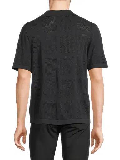 Vince Men's Cotton Pointelle-Knit Camp Shirt - Light Coastal - Size Small | Thumbnail 5 Vince Men's Cotton Pointelle-Knit Camp Shirt - Light Coastal - Size Small | Thumbnail 5
