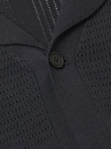 Vince Men's Cotton Pointelle-Knit Camp Shirt - Light Coastal - Size Small | Thumbnail 6 Vince Men's Cotton Pointelle-Knit Camp Shirt - Light Coastal - Size Small | Thumbnail 6