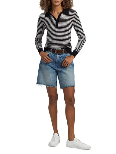 Nili Lotan Women's Russel Denim Raw-Edge Shorts | Thumbnail 2 Nili Lotan Women's Russel Denim Raw-Edge Shorts | Thumbnail 2