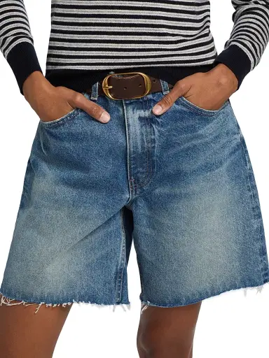 Nili Lotan Women's Russel Denim Raw-Edge Shorts | Thumbnail 6 Nili Lotan Women's Russel Denim Raw-Edge Shorts | Thumbnail 6