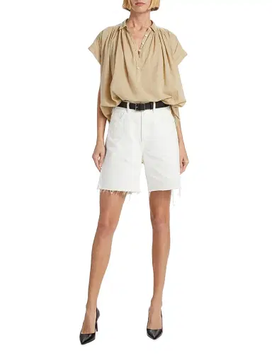 Nili Lotan Women's Russel Raw Denim Shorts - Cream - Size 30 | Thumbnail 2 Nili Lotan Women's Russel Raw Denim Shorts - Cream - Size 30 | Thumbnail 2