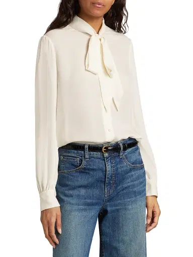 Nili Lotan Women's Carina Silk Tie-Neck Top - | Thumbnail 3 Nili Lotan Women's Carina Silk Tie-Neck Top - | Thumbnail 3