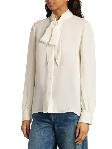 Nili Lotan Women's Carina Silk Tie-Neck Top - | Thumbnail 4 Nili Lotan Women's Carina Silk Tie-Neck Top - | Thumbnail 4