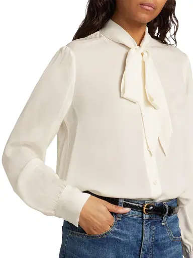 Nili Lotan Women's Carina Silk Tie-Neck Top - | Thumbnail 6 Nili Lotan Women's Carina Silk Tie-Neck Top - | Thumbnail 6