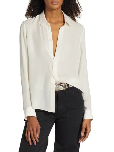 Nili Lotan Women's Gaia Silk Blouse - Ivory - Size Large | Thumbnail 3 Nili Lotan Women's Gaia Silk Blouse - Ivory - Size Large | Thumbnail 3