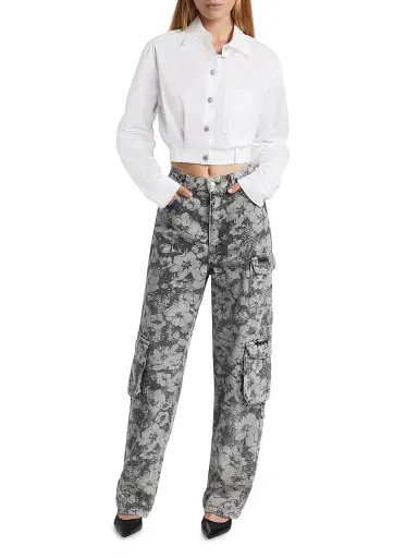 Moschino Jeans Women's Poplin Button-Up Crop Blouse - White | Thumbnail 2 Moschino Jeans Women's Poplin Button-Up Crop Blouse - White | Thumbnail 2