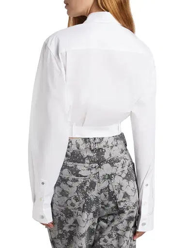 Moschino Jeans Women's Poplin Button-Up Crop Blouse - White | Thumbnail 5 Moschino Jeans Women's Poplin Button-Up Crop Blouse - White | Thumbnail 5