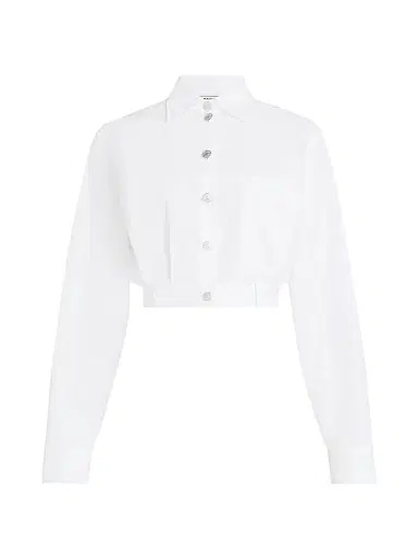 Moschino Jeans Women's Poplin Button-Up Crop Blouse - White | Thumbnail 1 Moschino Jeans Women's Poplin Button-Up Crop Blouse - White | Thumbnail 1