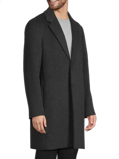 Vince Men's Notch Lapel Wool-Blend Coat - Charcoal | Thumbnail 4 Vince Men's Notch Lapel Wool-Blend Coat - Charcoal | Thumbnail 4