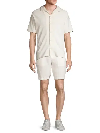 Vince Men's Bouclé Button-Front Camp Shirt - Bone | Thumbnail 2 Vince Men's Bouclé Button-Front Camp Shirt - Bone | Thumbnail 2
