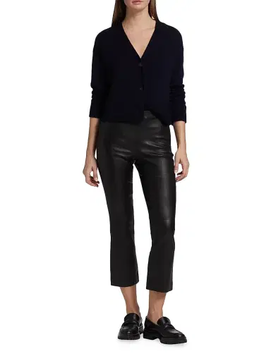 Vince Women's Cropped Leather Boot-Cut Pants | Thumbnail 2 Vince Women's Cropped Leather Boot-Cut Pants | Thumbnail 2