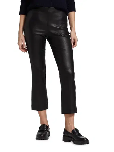 Vince Women's Cropped Leather Boot-Cut Pants | Thumbnail 3 Vince Women's Cropped Leather Boot-Cut Pants | Thumbnail 3