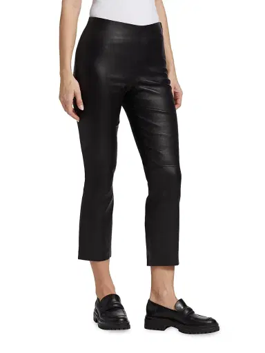 Vince Women's Cropped Leather Boot-Cut Pants | Thumbnail 4 Vince Women's Cropped Leather Boot-Cut Pants | Thumbnail 4