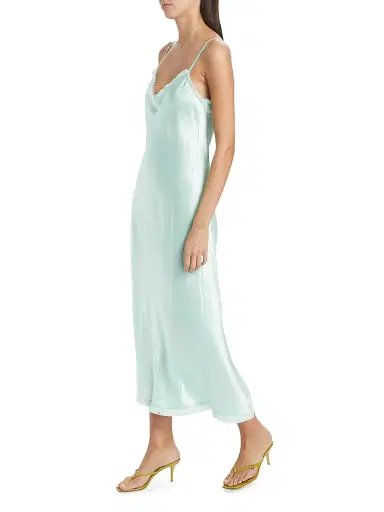 Vince Women's Satin Frayed-Edge Cami Midi-Dress | Thumbnail 2 Vince Women's Satin Frayed-Edge Cami Midi-Dress | Thumbnail 2