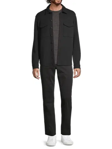 Vince Men's Cotton-Blend Shirt Jacket - Black Grey | Thumbnail 2 Vince Men's Cotton-Blend Shirt Jacket - Black Grey | Thumbnail 2