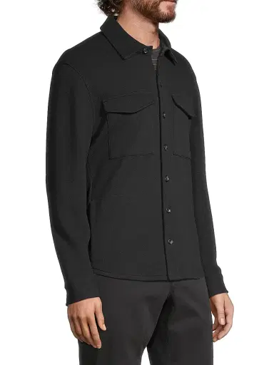 Vince Men's Cotton-Blend Shirt Jacket - Black Grey | Thumbnail 4 Vince Men's Cotton-Blend Shirt Jacket - Black Grey | Thumbnail 4