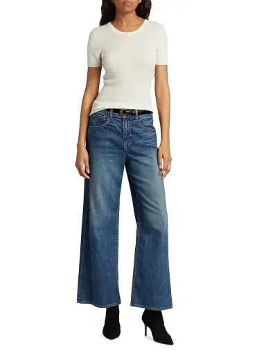 Nili Lotan Women's Marlene Mid-Rise Cropped Wide-Leg Jeans | Thumbnail 2 Nili Lotan Women's Marlene Mid-Rise Cropped Wide-Leg Jeans | Thumbnail 2