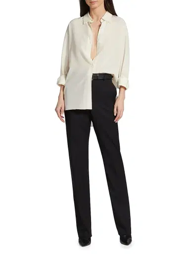 Nili Lotan Women's Julien Silk Shirt - Ivory - Size Large | Thumbnail 2 Nili Lotan Women's Julien Silk Shirt - Ivory - Size Large | Thumbnail 2